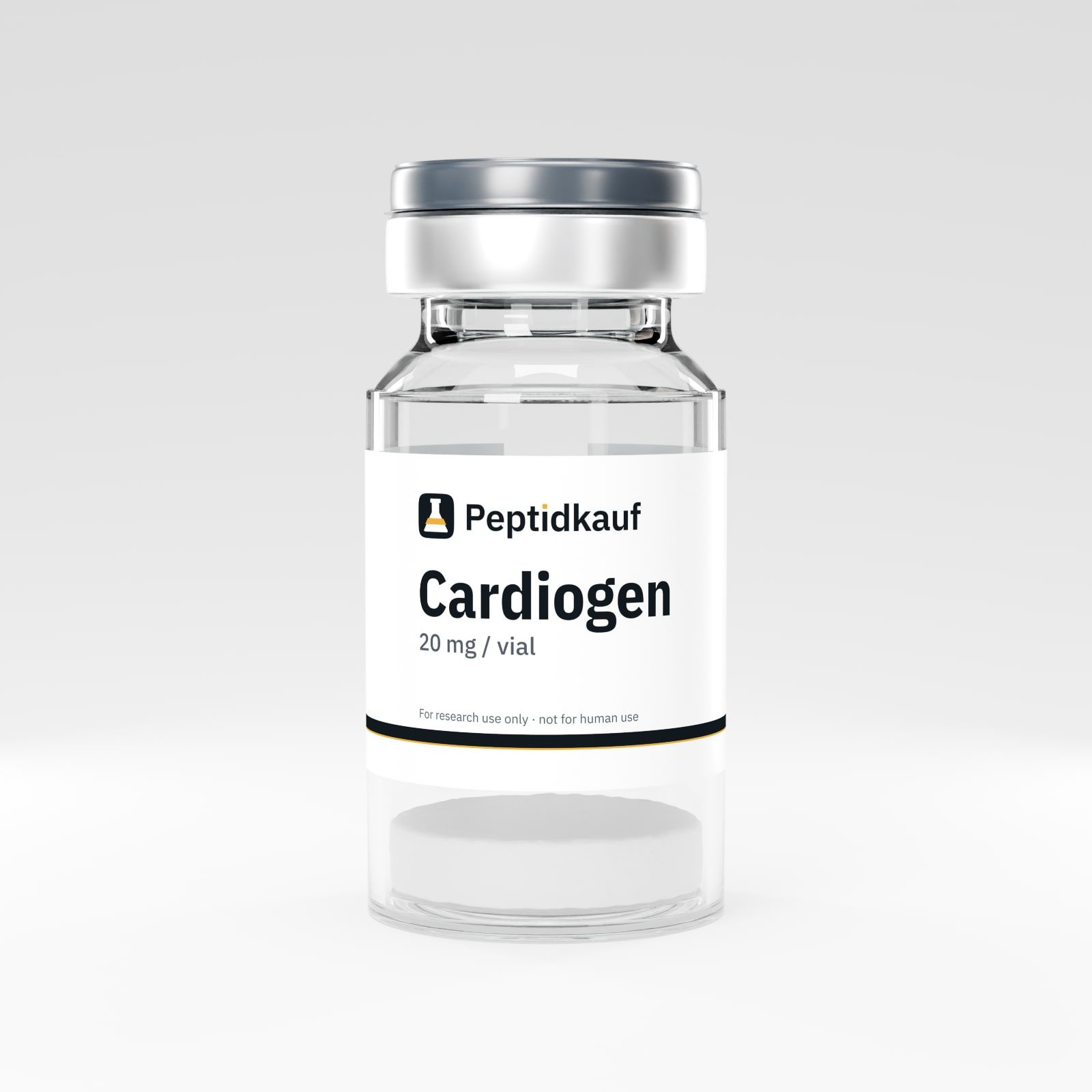 Cardiogen 20 mg vial with Peptidkauf label and batch number