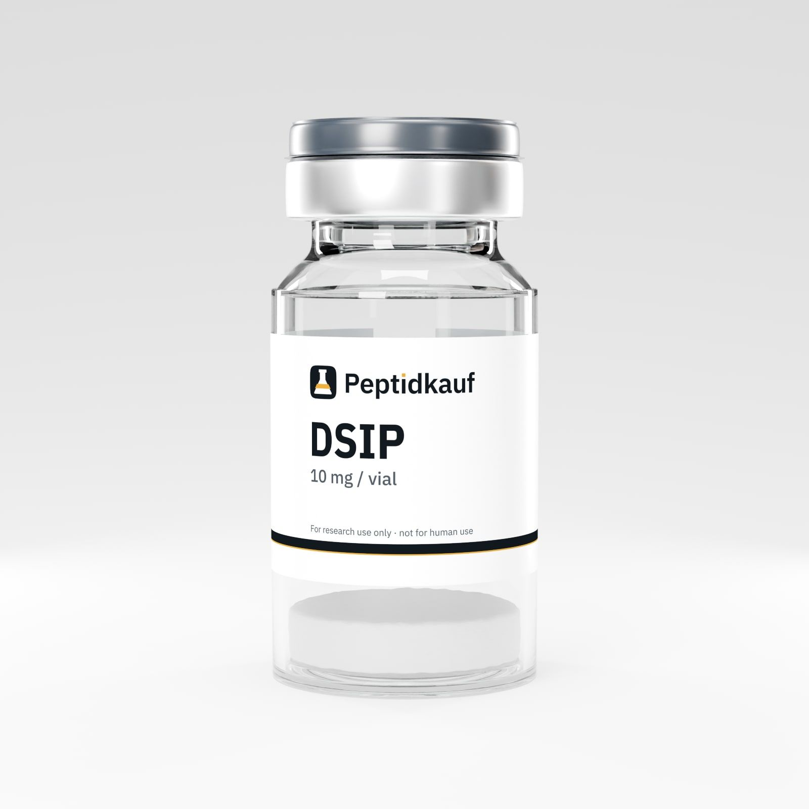 DSIP 10 mg Vial mit Peptidkauf-Etikett und Chargennummer