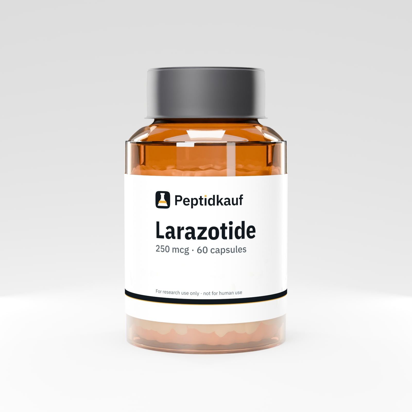 Larazotid Kapseln 250 mcg × 60 mit Peptidkauf-Etikett