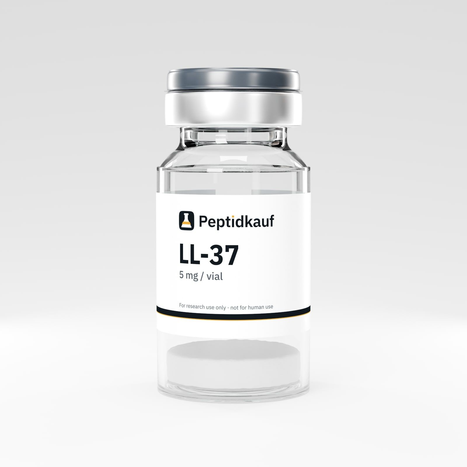LL-37 5 mg Vial mit Peptidkauf-Etikett und Chargennummer