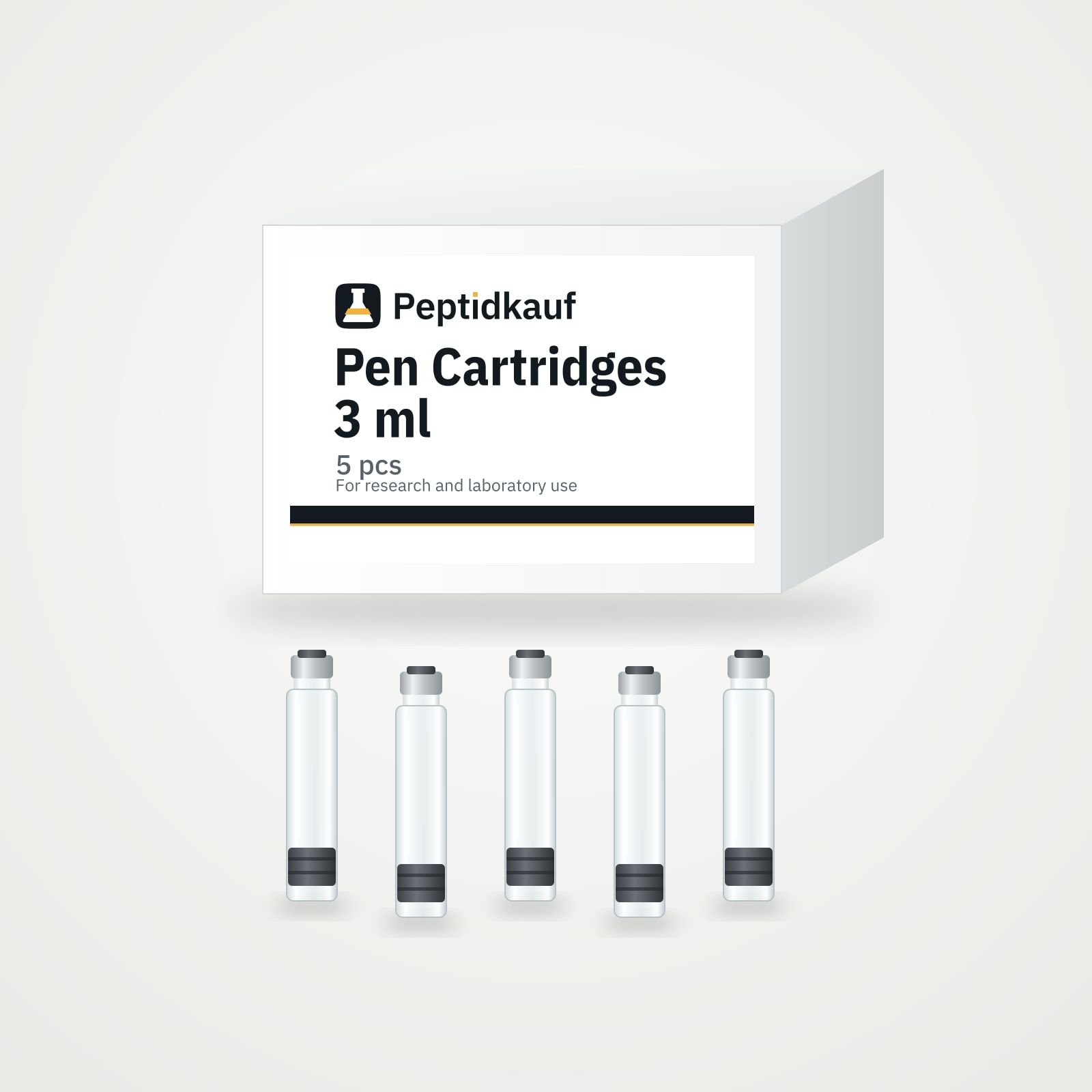 Pen-Kartuschen 3 ml 5 Stück mit Peptidkauf-Etikett
