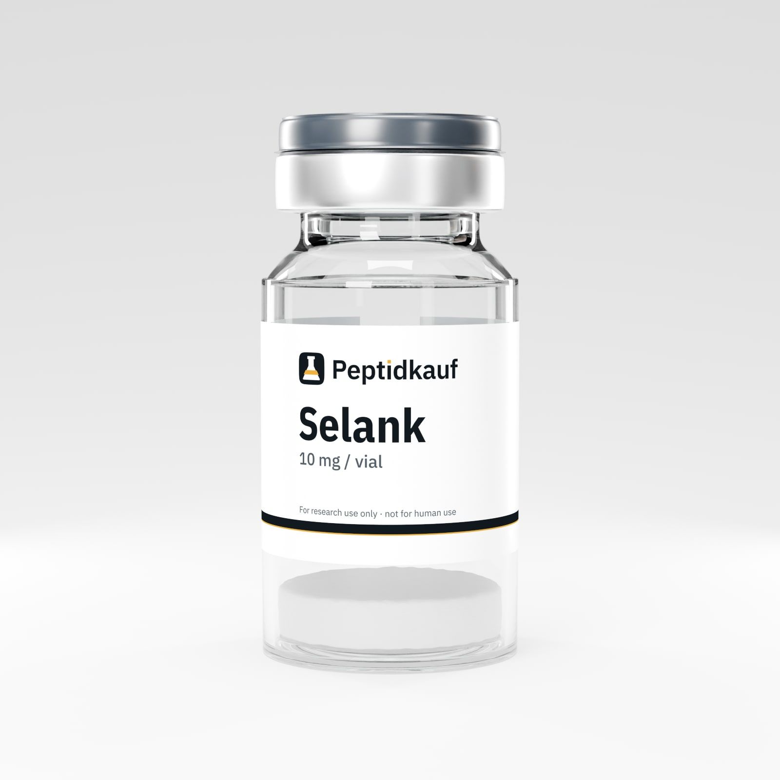 SELANK 10 mg Vial mit Peptidkauf-Etikett und Chargennummer