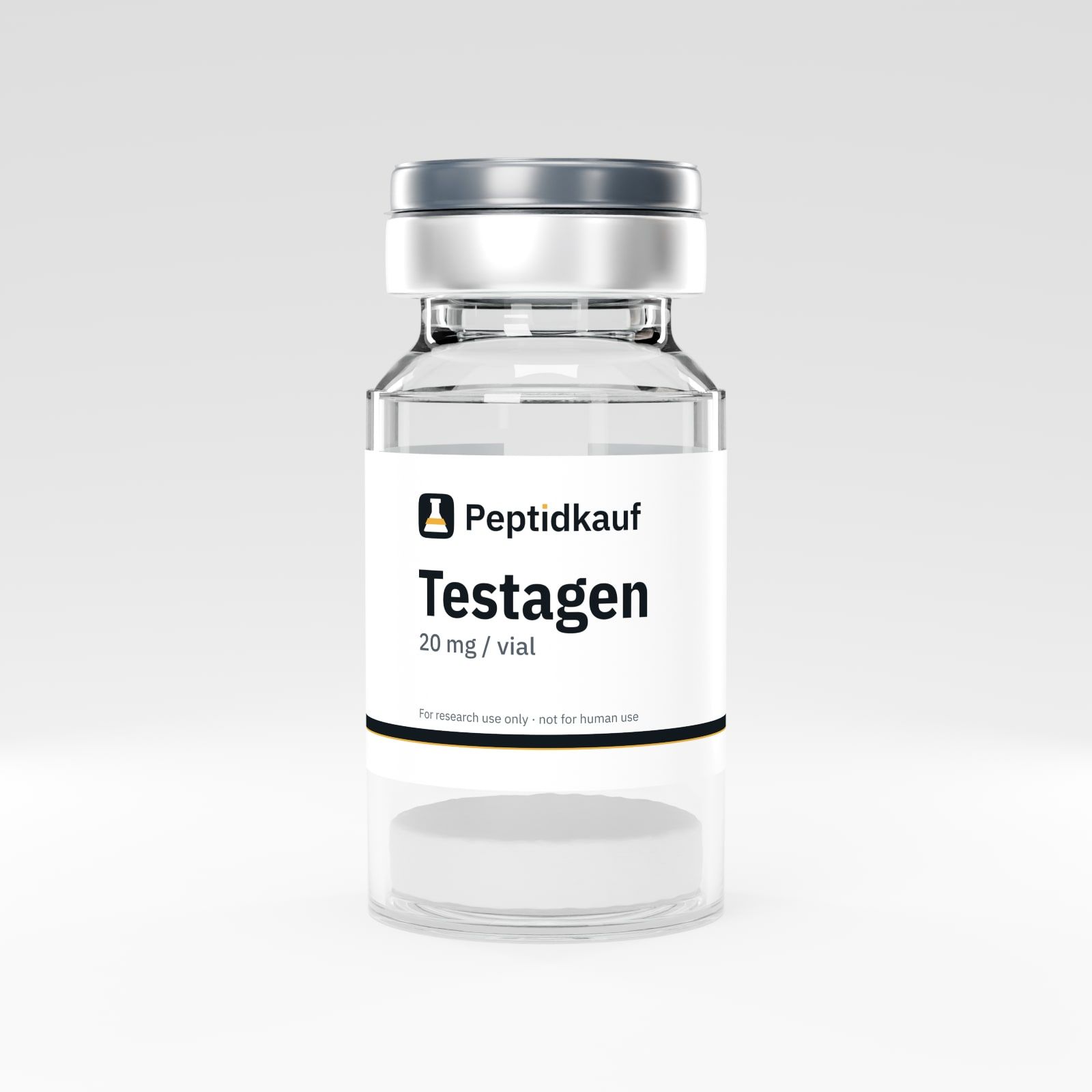 Testagen 20 mg Vial mit Peptidkauf-Etikett und Chargennummer